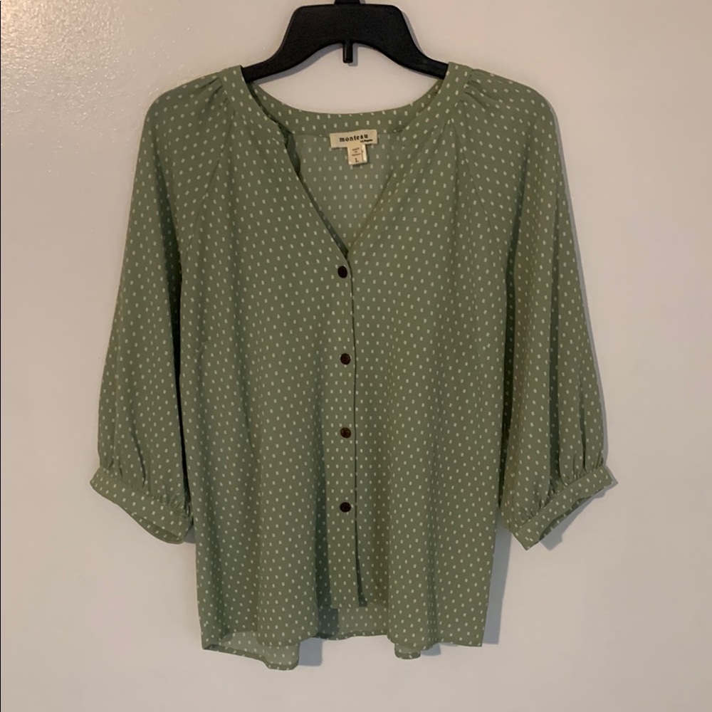 Women's Green Button-Up Top